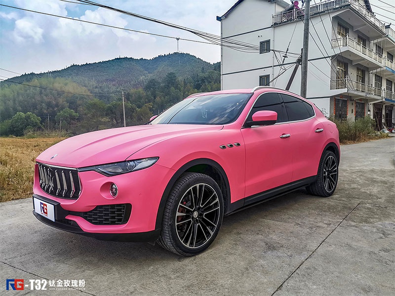 玛莎拉蒂莱万特车身改色钛金玫瑰粉 rg瑞集改色膜江西南昌店出品