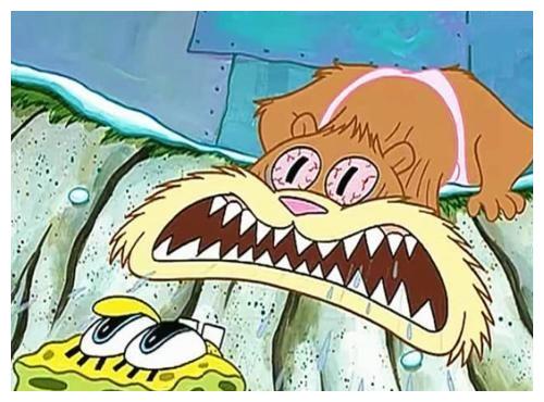 海绵宝宝:谁还记得珊迪"冬眠"?睡醒后五官扭曲,图4差点吓晕|海绵宝宝|