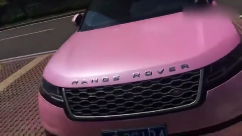 粉色路虎揽胜这一定是个富家美女的座驾好酷