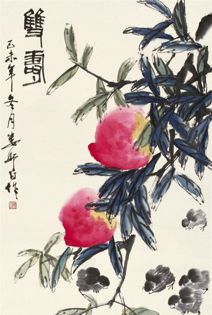 齐派重要传人,擅画花鸟果蔬,娄师白大写意国画作品欣赏齐派重要传人