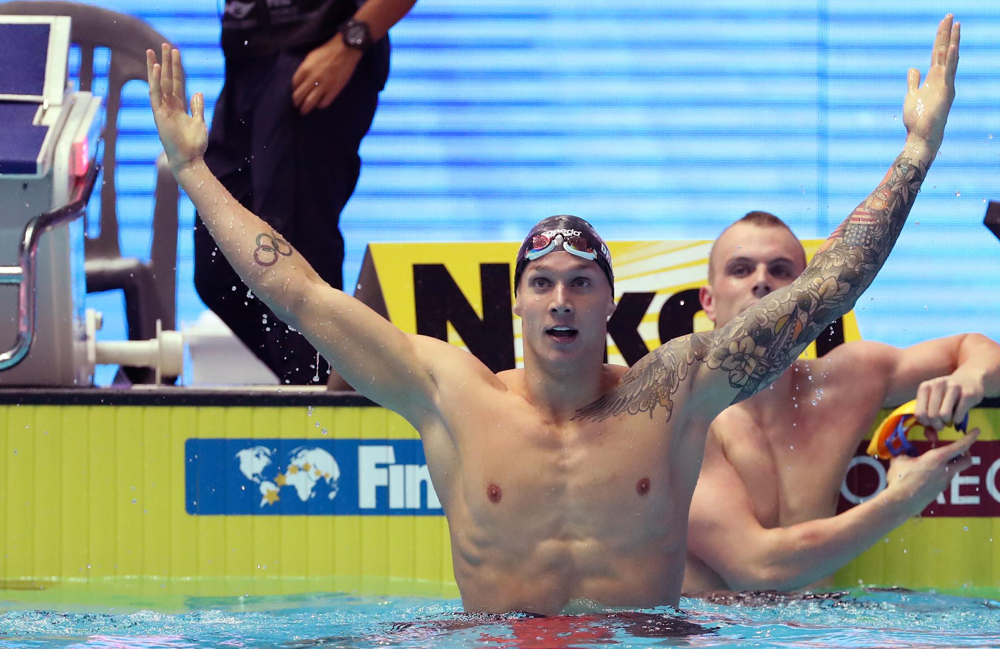 游泳——男子100米自由泳:美国选手德雷赛尔夺冠