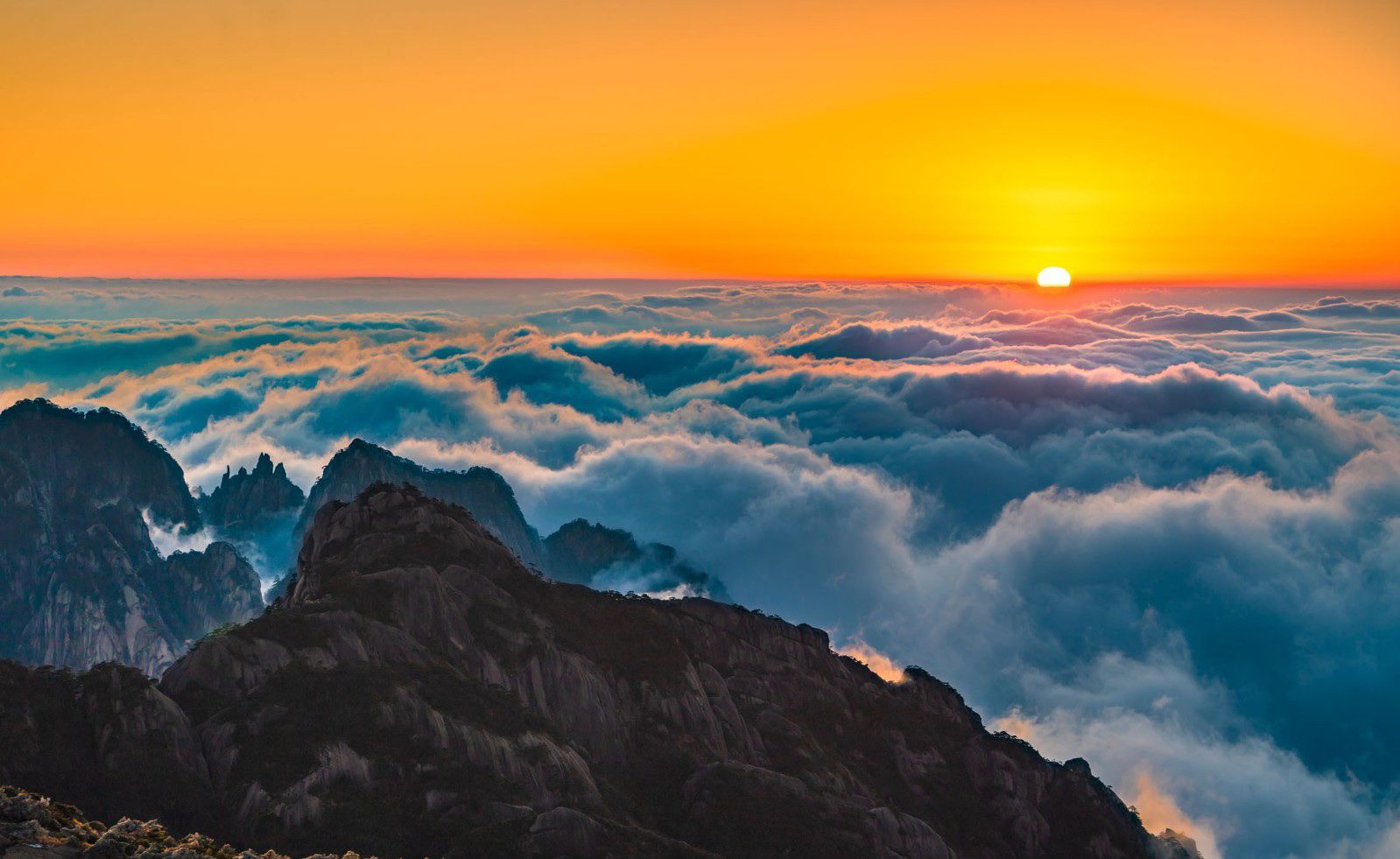 风光摄影:黄山日落