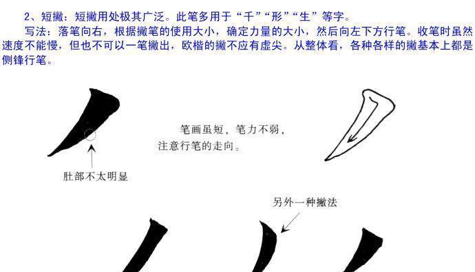 欧体楷书教学基本笔画, 撇画和捺画的写法|写法|示范|兰叶_新浪新闻