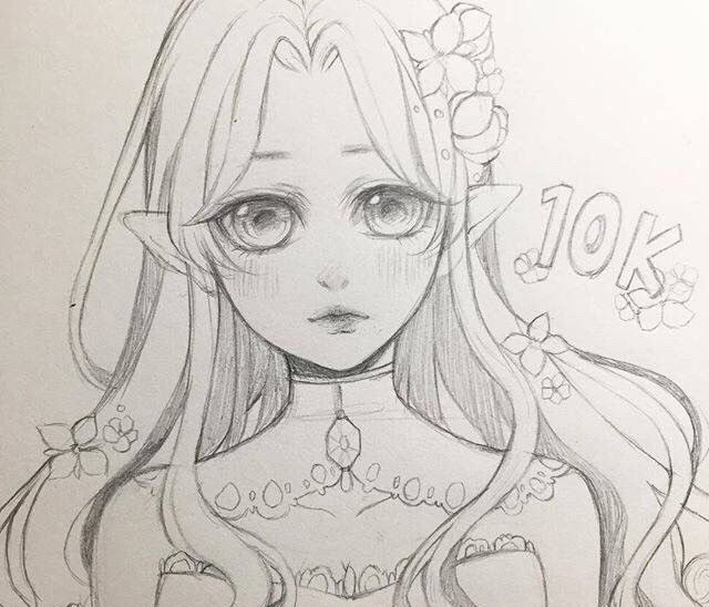 铅笔稿,漂亮的女生,五官特写,眼睛画的超传神