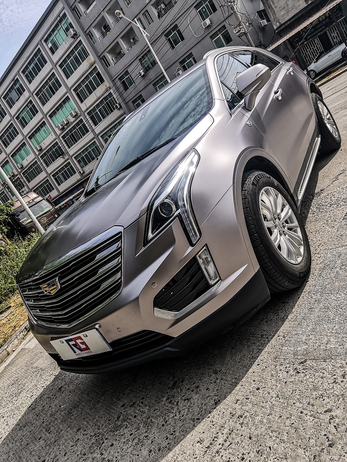 凯迪拉克xts车身改色电光战斗灰 rg瑞集改色膜福建泉州店出品