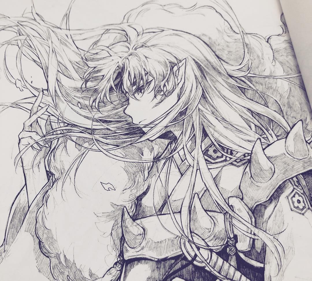 ins大神笔下的犬夜叉手绘图,超爱这组黑白线稿!_高清图集_新浪网