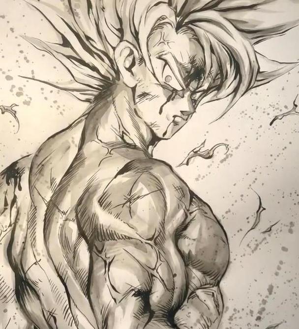 龙珠:国内大佬手绘各形态的孙悟空,超赛2那身肌肉太帅了