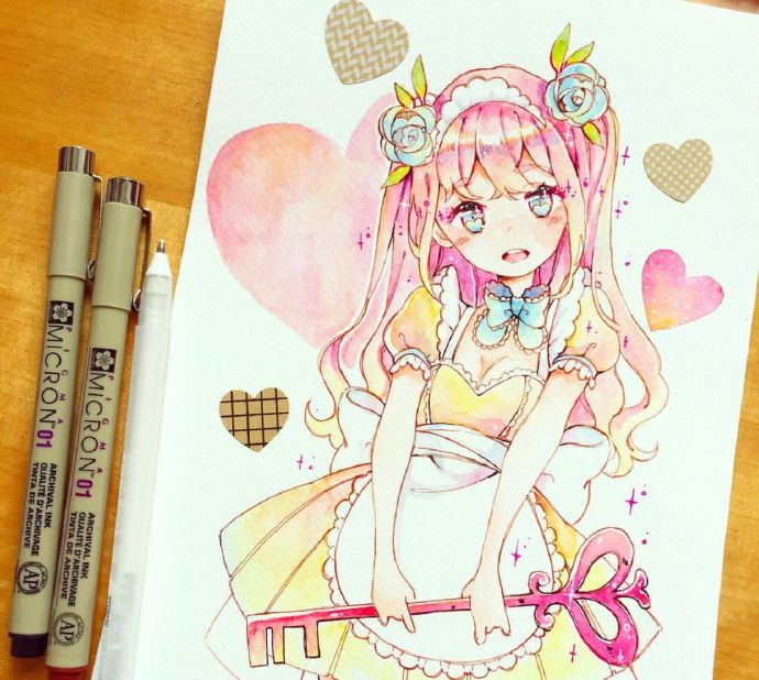 手绘动漫人物画全是呆萌可爱有内涵的小姐姐