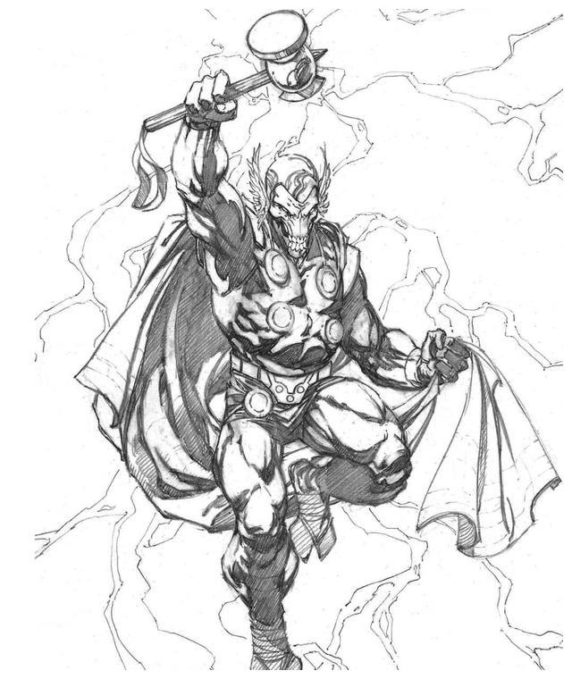 超级英雄硬核手绘线稿漫威dc人物齐聚不画看着都过瘾