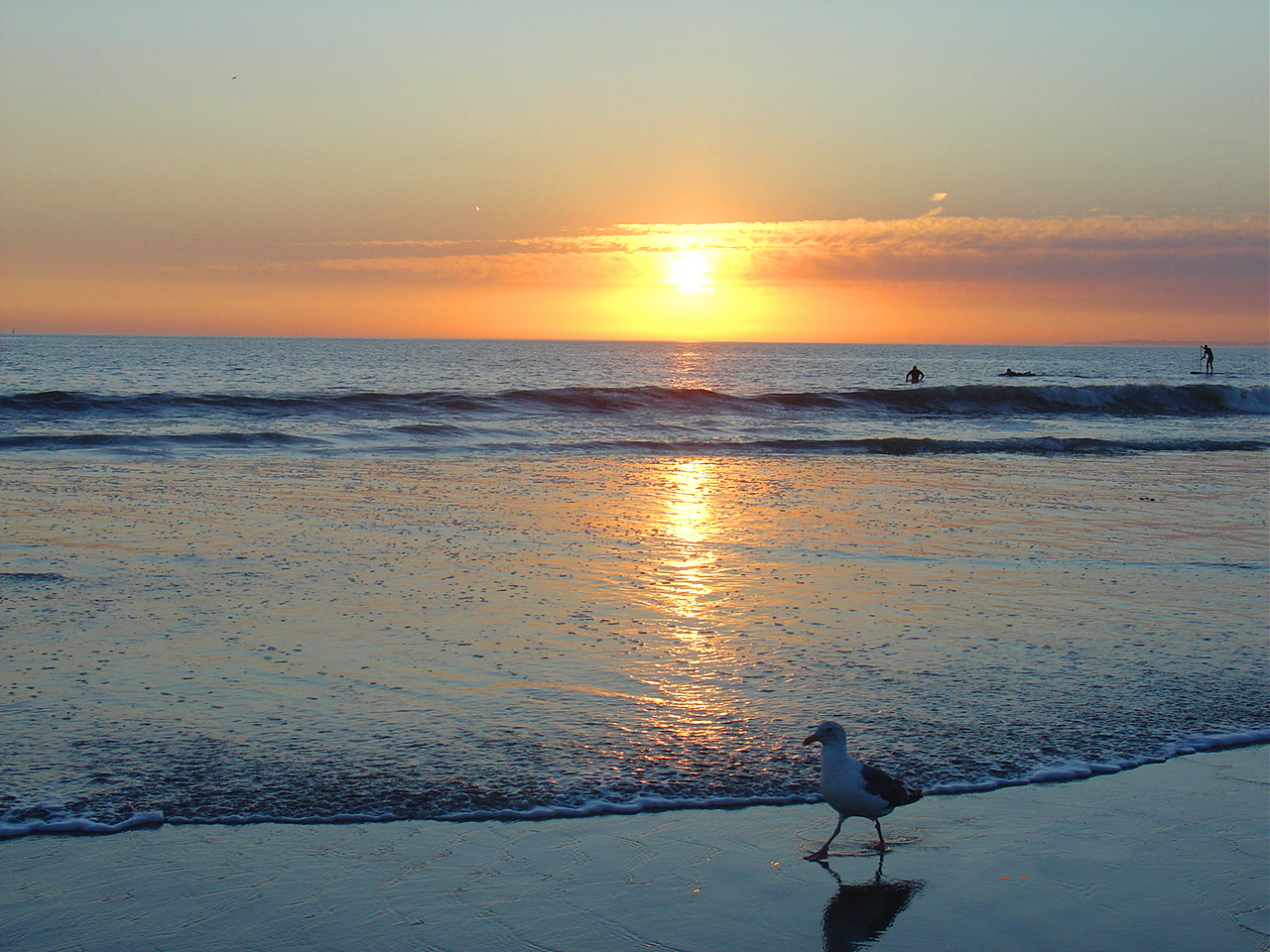 越南美奈(mui ne)海滩落日,越南美奈有长约50公里的绵长海滩,椰风海浪