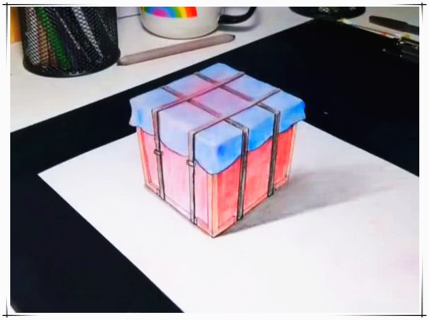 美术生画吃鸡空投被吐槽走形裁掉画纸后废铁变王者