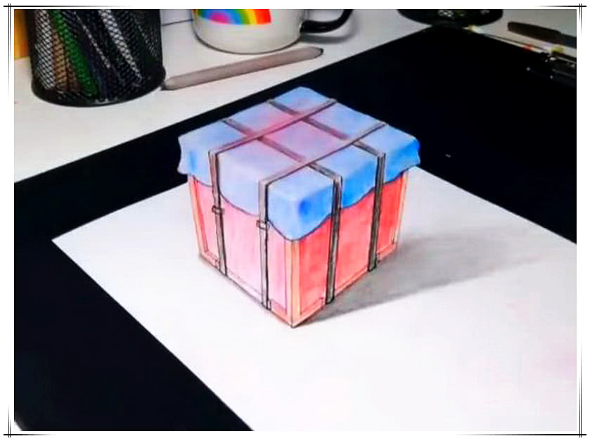 吃鸡大佬画空投,刚想吐槽"走形了",裁掉画纸后瞬间打脸!