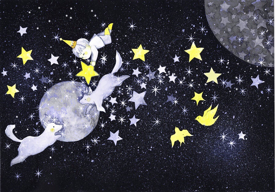 不灵不灵的星空插画 亮闪闪的美丽
