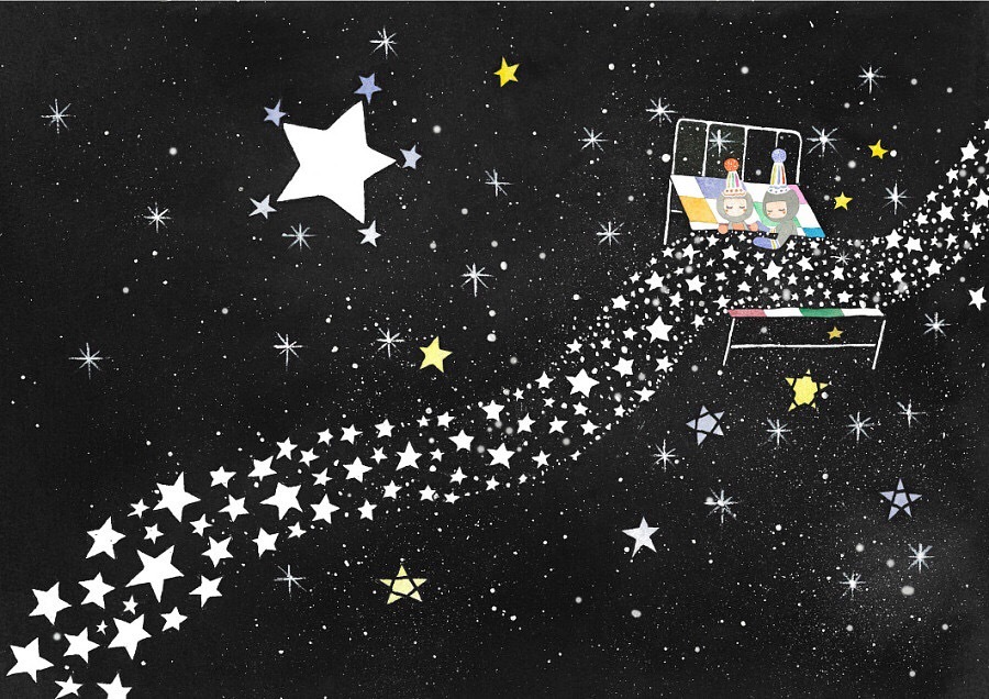 不灵不灵的星空插画 亮闪闪的美丽