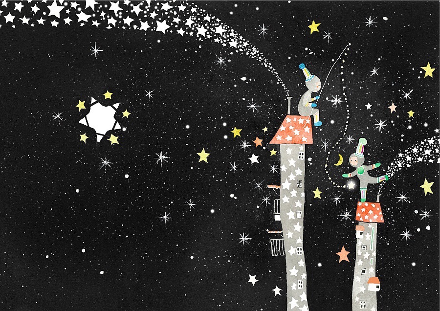 不灵不灵的星空插画 亮闪闪的美丽