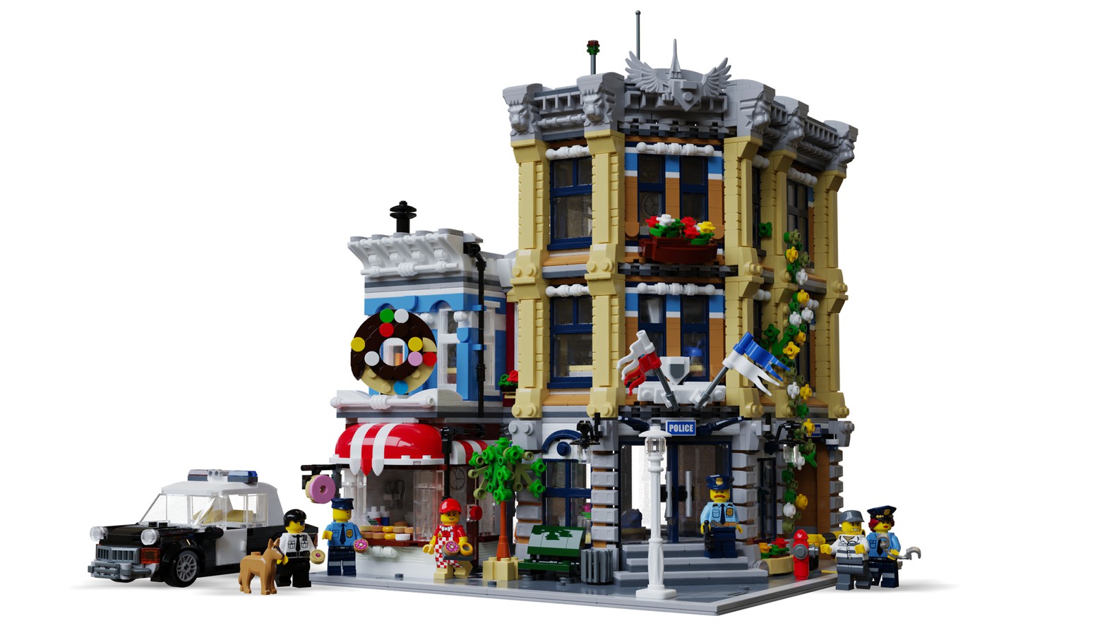 乐高ideas街景派出所沉浸在甜甜圈海洋当中的警察局