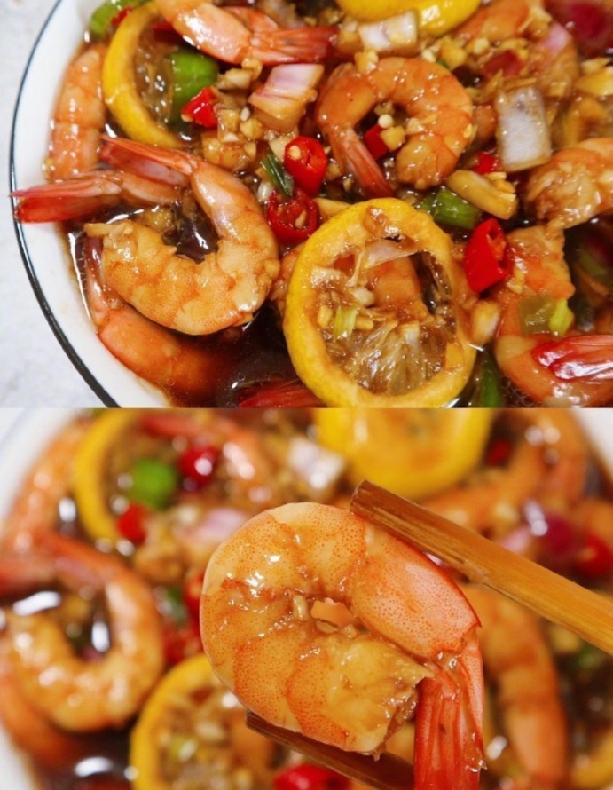 【柠檬酸辣虾】虾肉特别紧致q弹而且鲜嫩,虾带点甜甜的味!