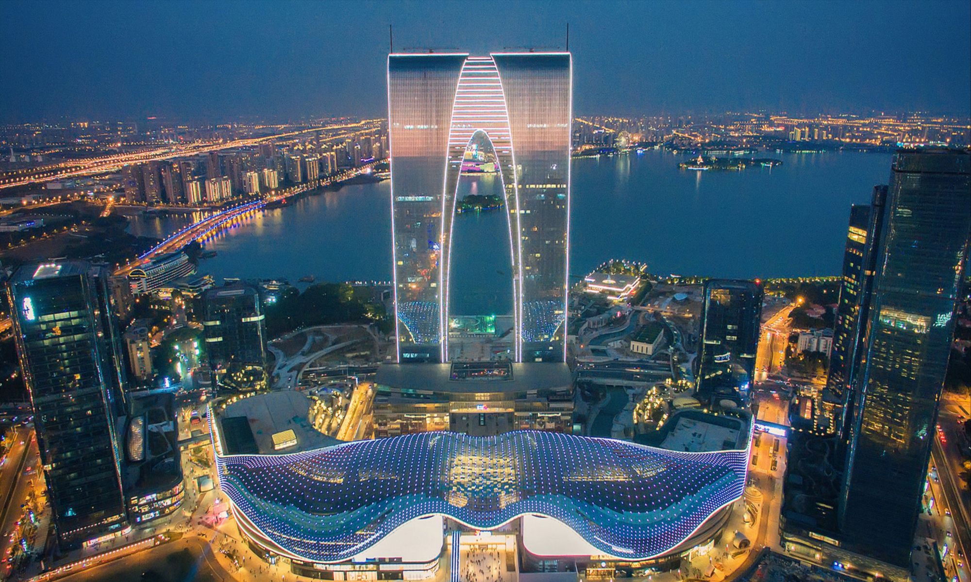 苏州夜景 让我们来一起领略苏中市中心的繁华 高清图集 新浪网
