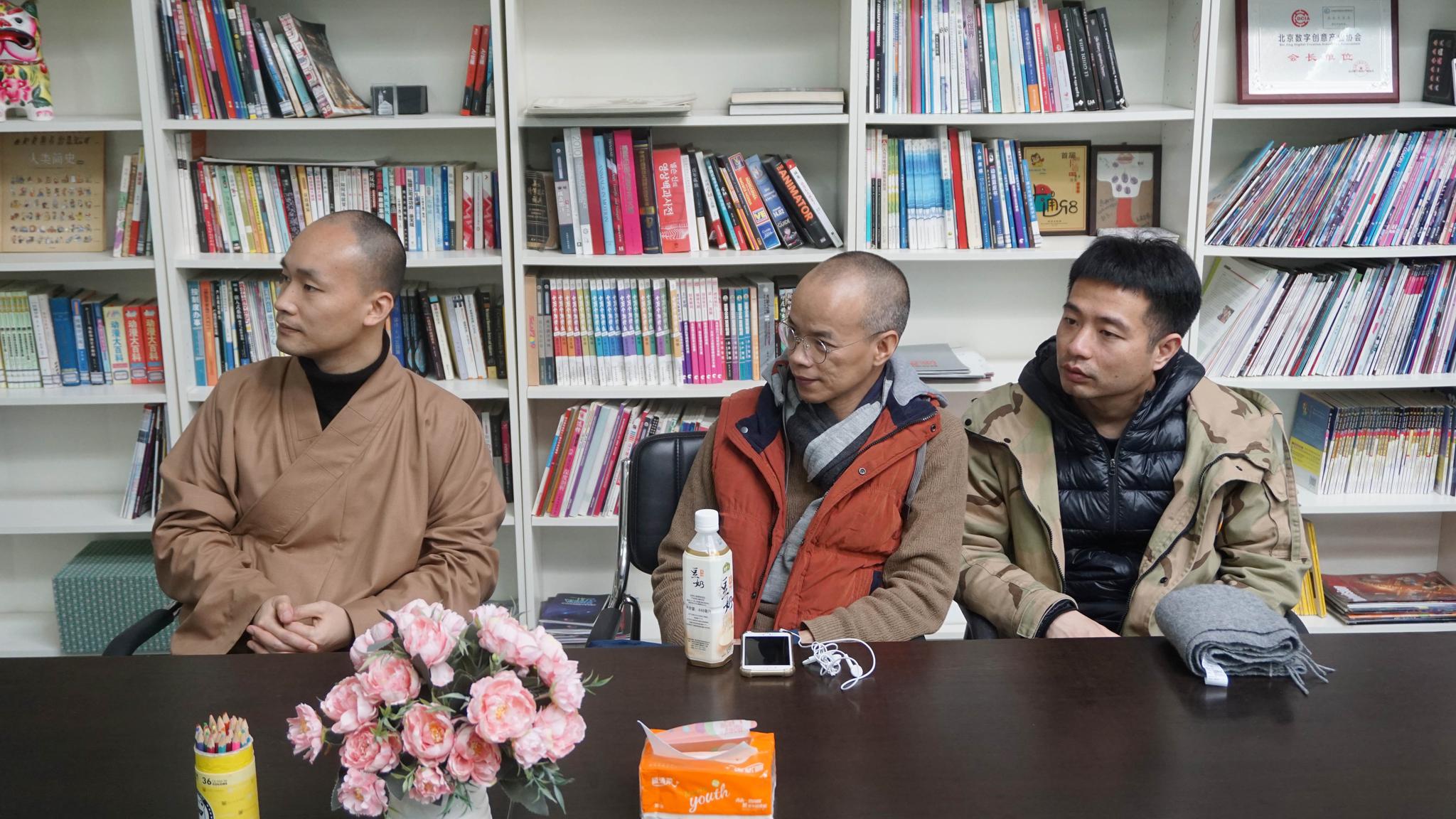 北京龙泉寺贤帆法师一行来访迪生虚拟影像工场参观交流!