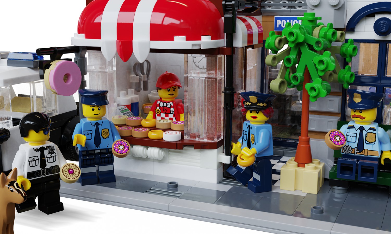 乐高ideas街景派出所沉浸在甜甜圈海洋当中的警察局