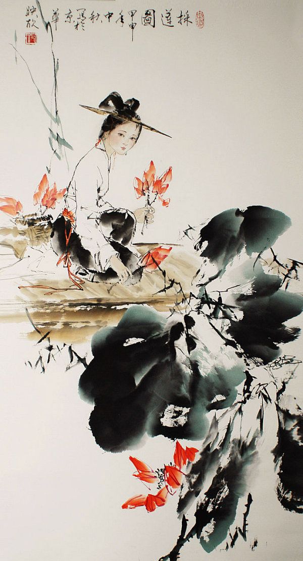 清新恬淡笔墨简约纪映欣人物画作品欣赏