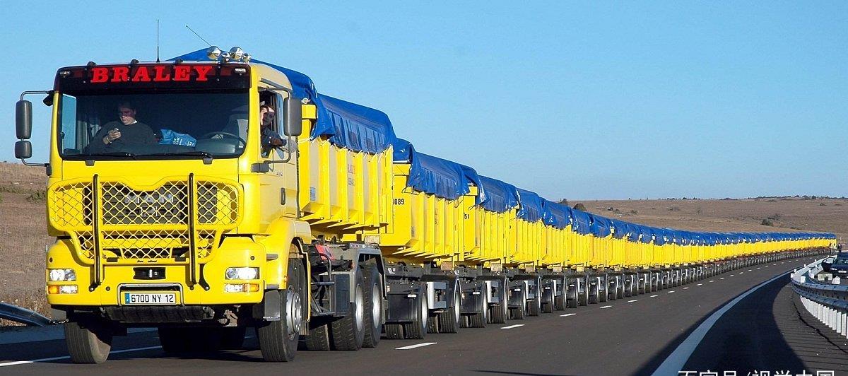 世界上最长的卡车,长度比火车还长,想想都很期待