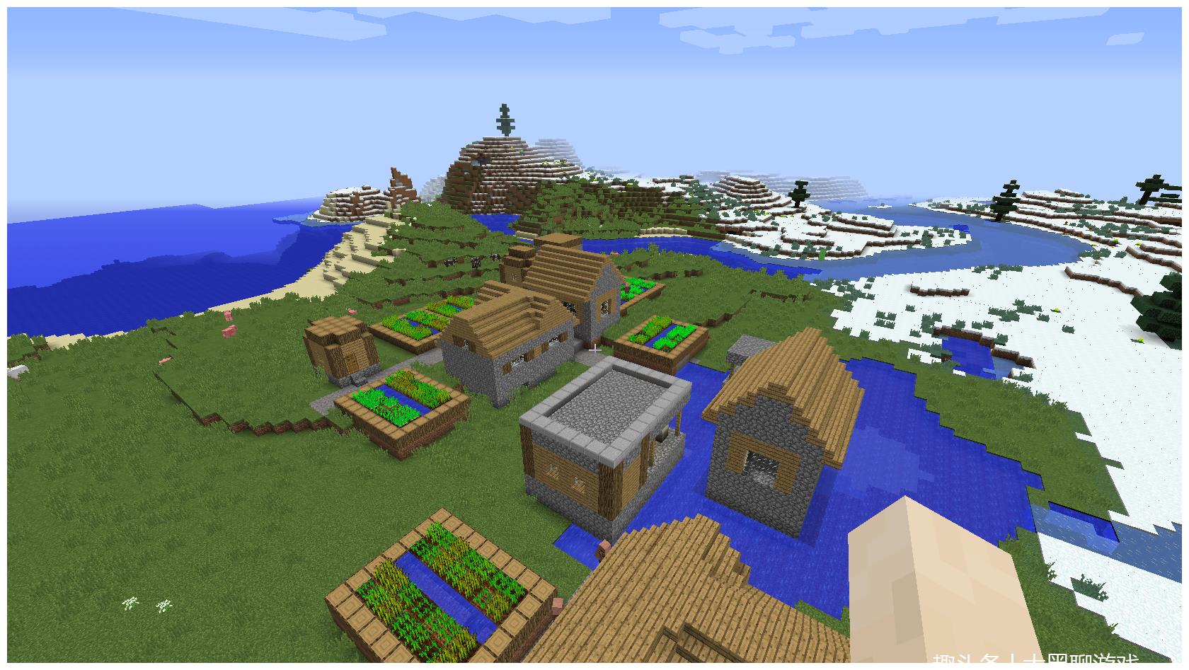 我的世界19版本出生地种子三个村庄海底遗迹及冰刺之地