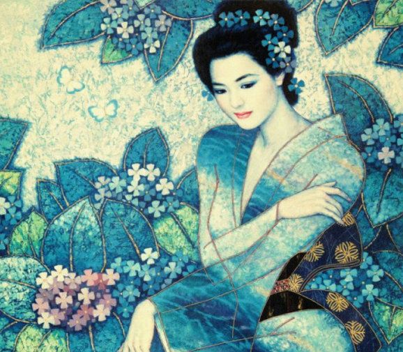 旅美画家庞卡丙烯人物画作品欣赏