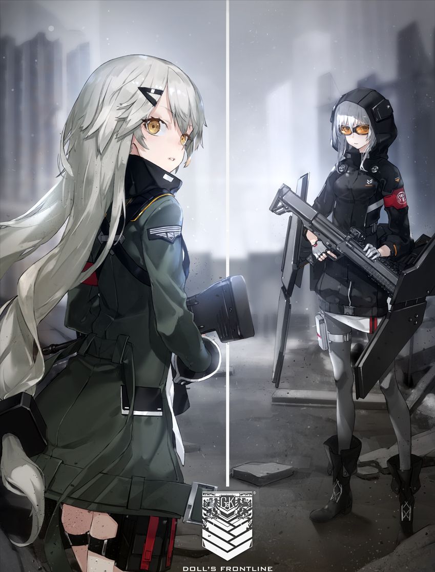 日本画师neco的插画作品,重兵装型女子高生系列,机甲or美少女