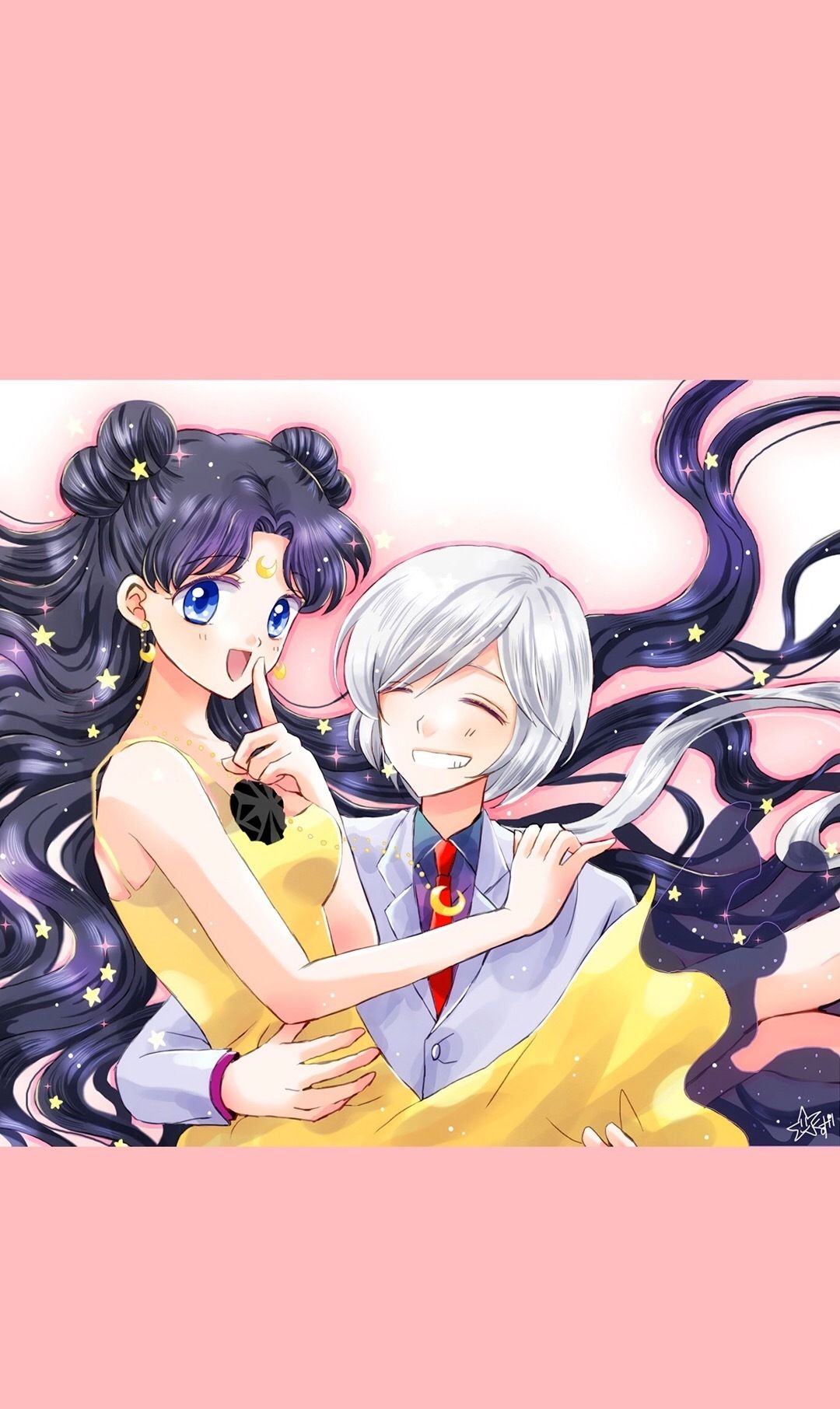 美少女战士:星月爱情壁纸,人类形态的黑猫露娜也非常美丽