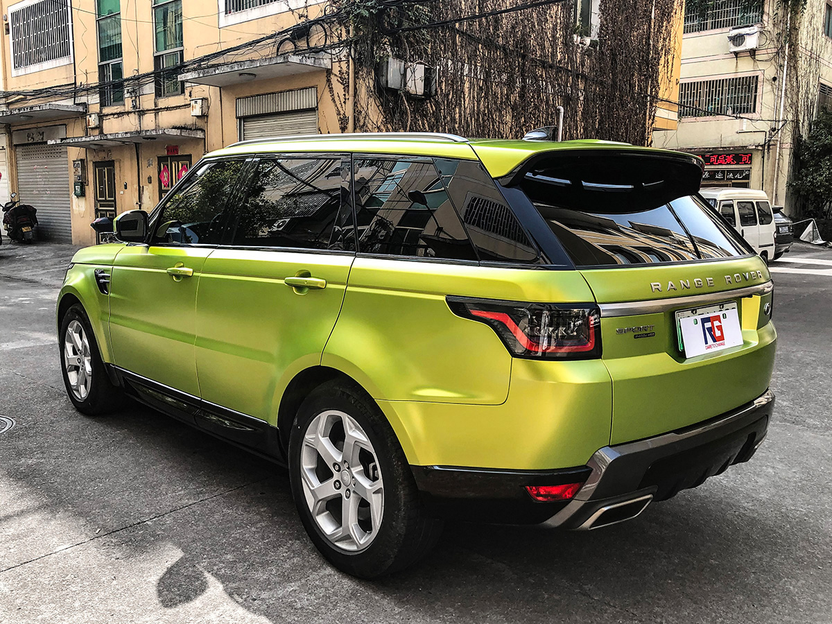 路虎揽胜车身改色电光荧光绿 rg瑞集改色膜浙江永康加盟店出品