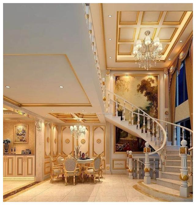 千万别委屈别墅，不配个大理石楼梯怎能体现豪宅气质