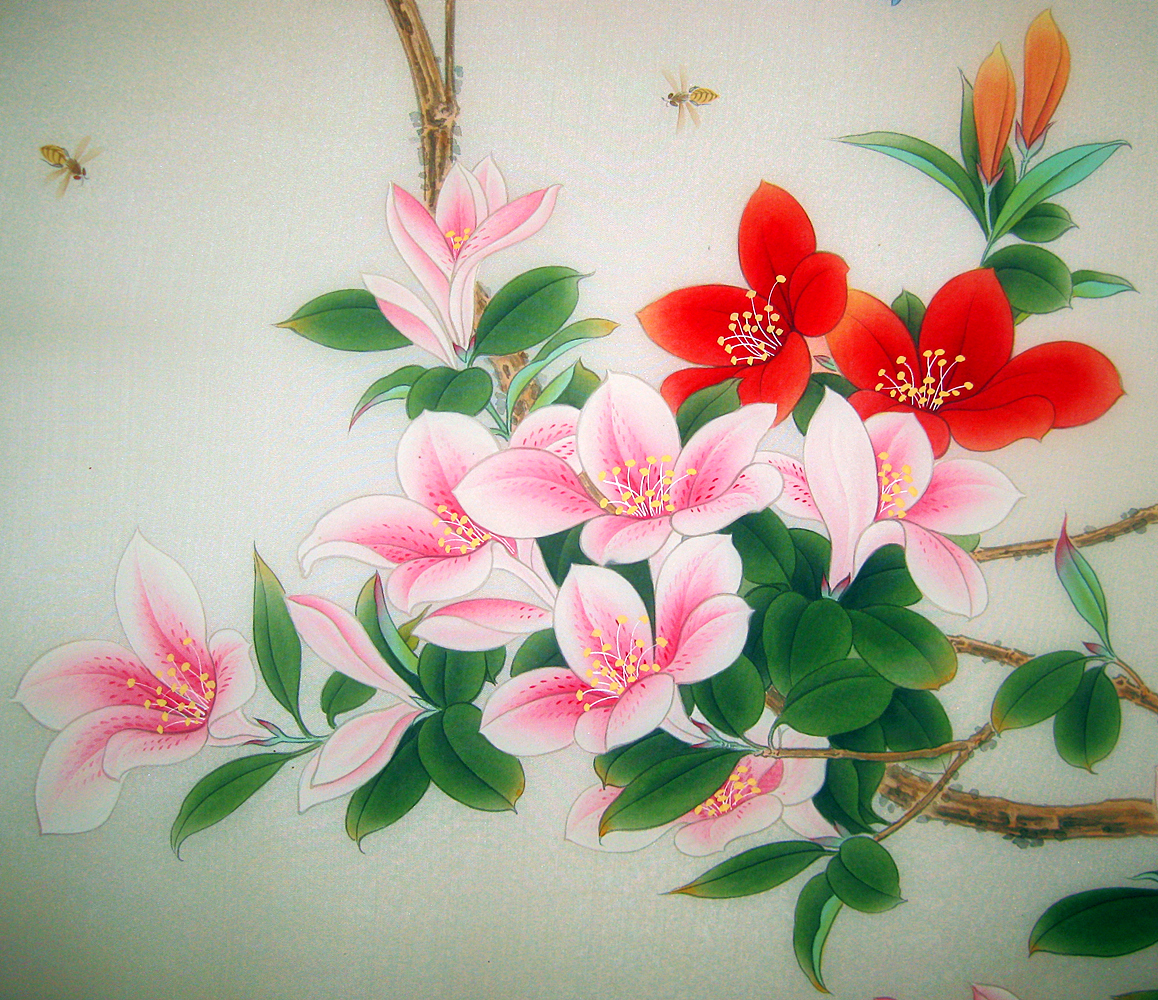 一声啼处满山红宁晋工笔画映山红