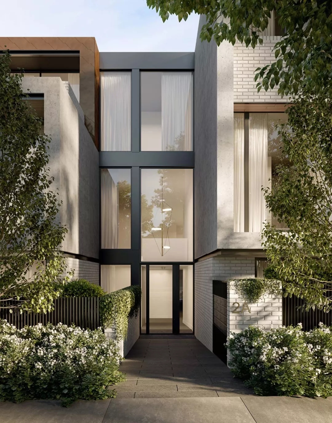 浅色的外立面搭配土色边框,与绿植交相辉映,简约且时尚.△立面图