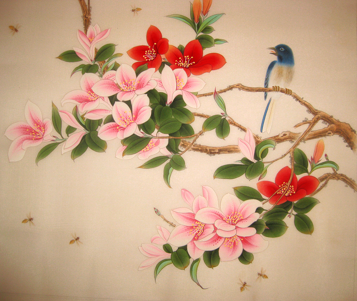 一声啼处满山红宁晋工笔画映山红