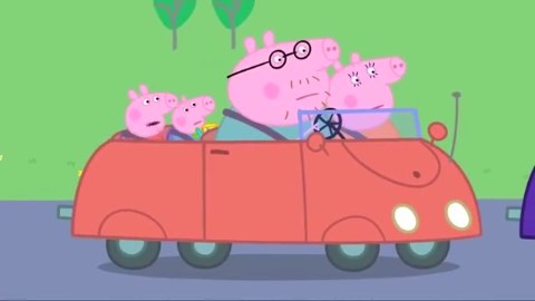 小猪佩奇:佩奇一家去游乐园,结果遇到堵车,堵了好长一队