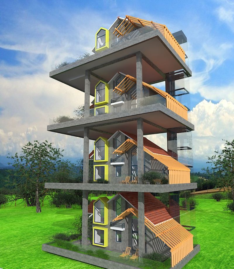 立体花园别墅设计,现代房屋设计,空中花园别墅