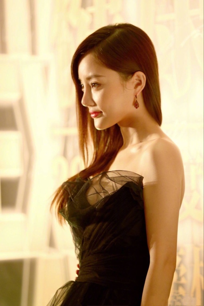 李小璐性感蕾丝抹胸裙写真图片