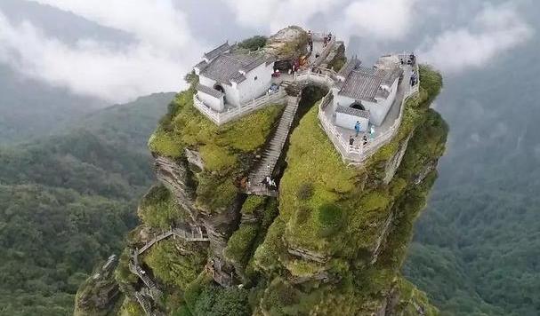 中国最危险寺庙:悬空2500米连接两山,建造过程至今成谜_高清图集_新浪