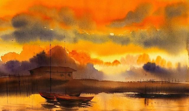 一组绝美的水彩山水风景画 一组绝美的水彩山水风景画