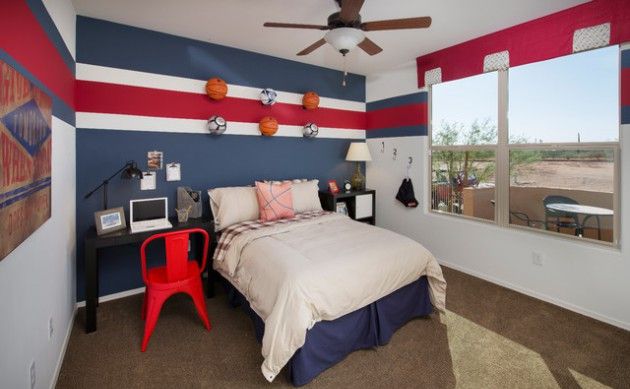 追逐梦想,非常简单的设计方式,以篮球为主题的青少年房间