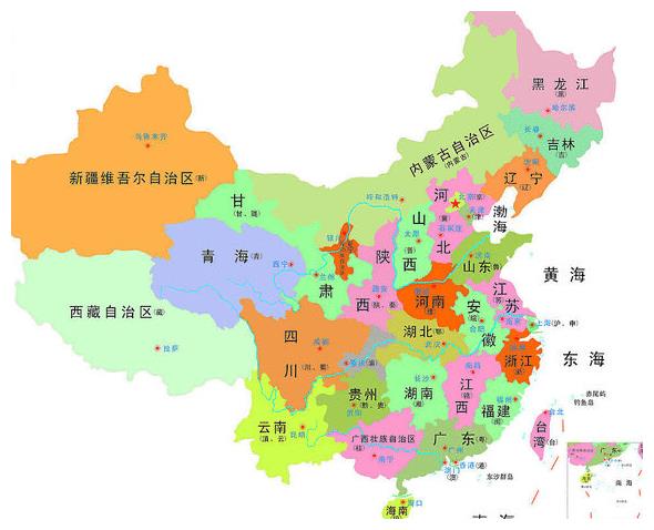 中国各省位置分布图图片