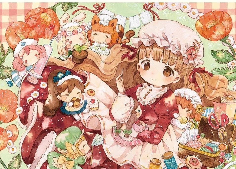 超级可爱超级萌的插画糖果女孩特别美