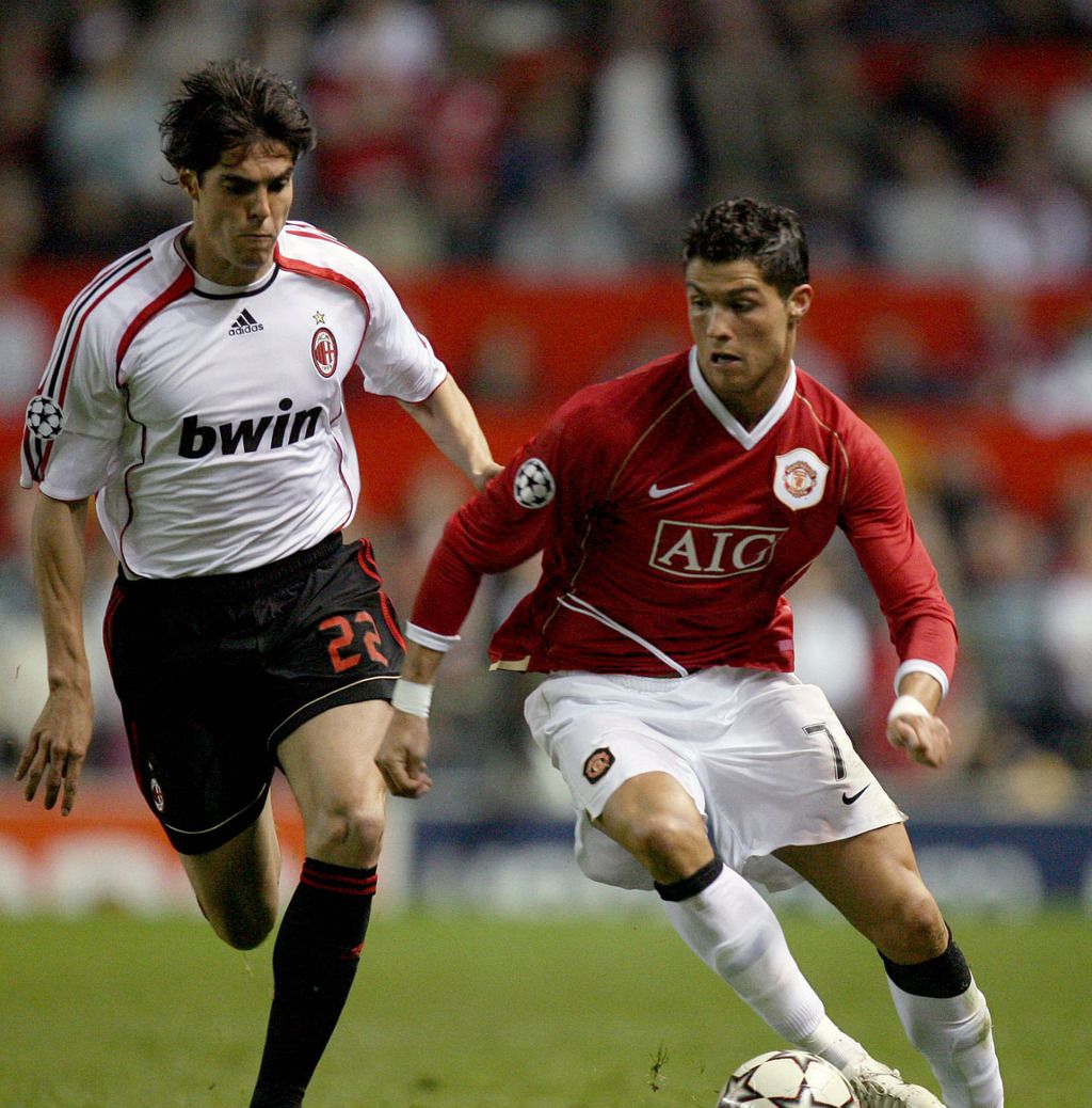 足球老照片:2007年欧冠ac米兰客战曼联 卡卡怒怼吉格斯 pkc罗|卡卡|吉