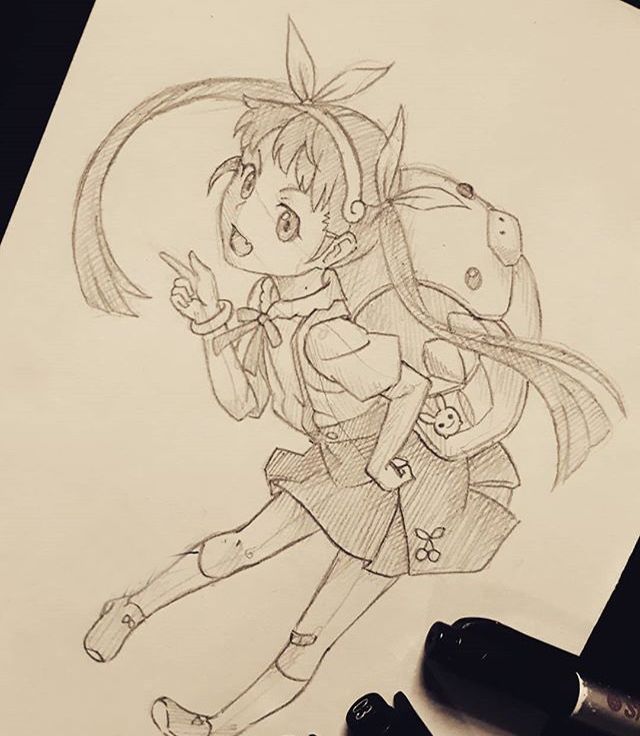 黑白人物线稿,可爱的卡通小女孩,好喜欢