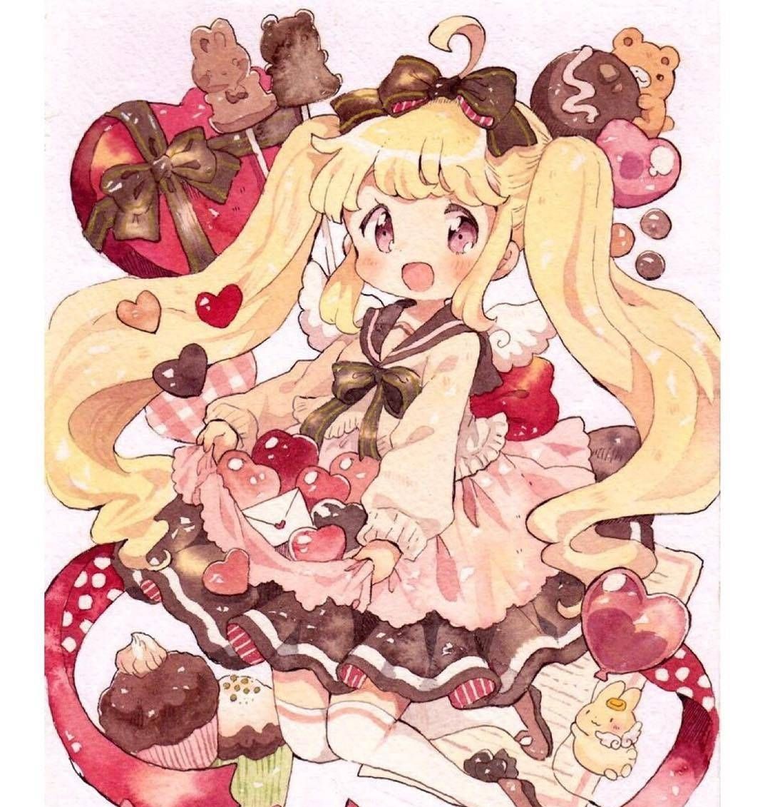 超级可爱超级萌的插画,糖果女孩特别美