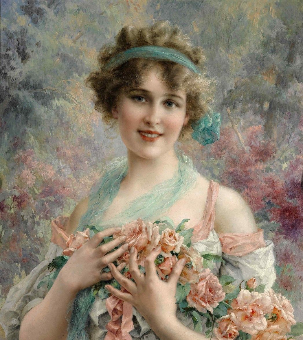 1904 年,其在英国皇家学院展出的题为「玫瑰」的油画引起轰动女人和花