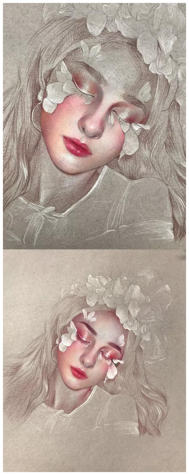 超详细彩铅人物教程,天使般的女孩,美翻了