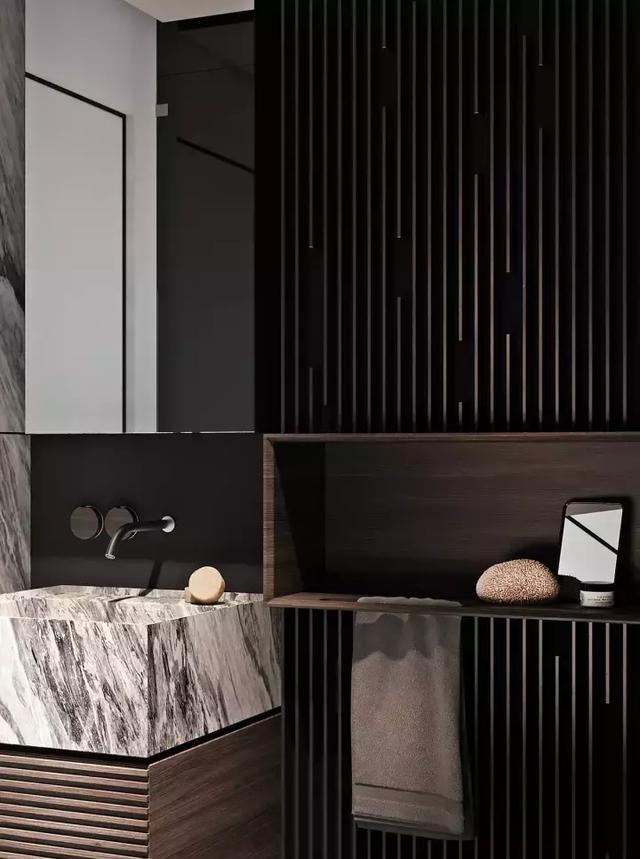 用大理石装饰的厨卫空间，简直就是家居装修中的艺术品