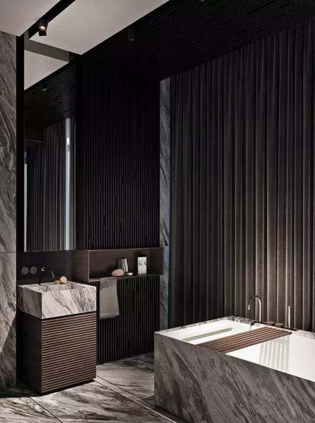 用大理石装饰的厨卫空间，简直就是家居装修中的艺术品